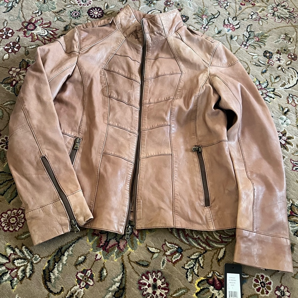 Guess genuine leather mocha jacket